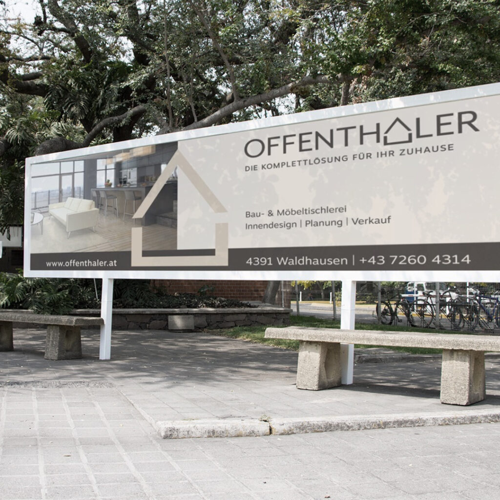 Banner für Offenthaler GmbH, Raumdesign und Tischlerei.