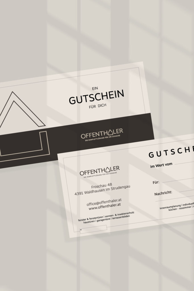 Gutschein für die Tischlerei Offenthaler GmbH